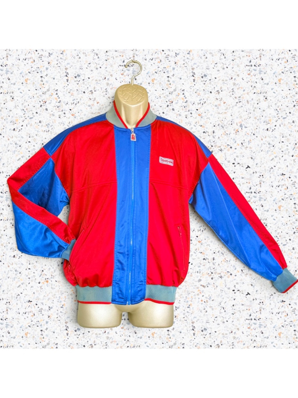 VTG 80s Reebok Colorblock Track Jacket Retro Blokecore Sporty Streetwear Sz M